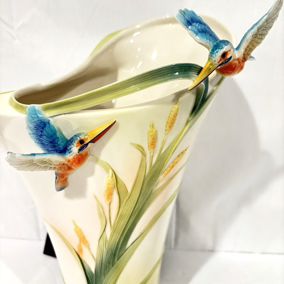 Franz Porcelain Kingfisher Vase Iridescence Collection FZ01190 NIB - Picture 7 of 14
